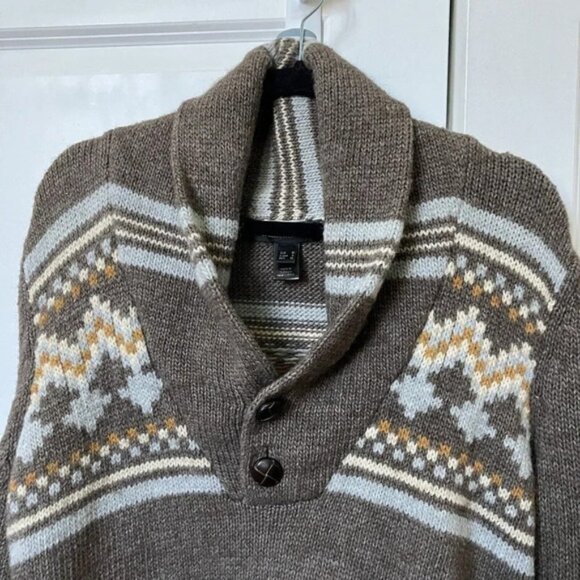 Homini Emerito Wool Blend Shawl Collar Nordic Fair Isle Sweater - Picture 4 of 4